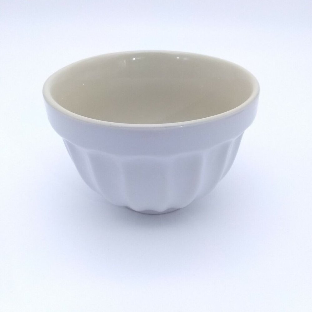 Essential Home Ivory Stoneware Ceramic Ribbed Patterned Appetizer Bowl 4 1/2" - Picture 2 of 6